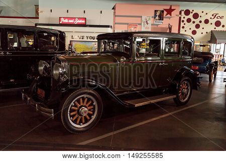 El Segundo, CA, USA - September 26, 2016: 1929 Hupmobile displayed at the Automobile Driving Museum in El Segundo, California, United States. Editorial use only.