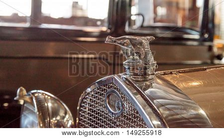 El Segundo, CA, USA - September 26, 2016: 1931 Ford Model A Roadster with a quail hood ornament displayed at the Automobile Driving Museum in El Segundo, California, United States. Editorial use only.