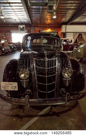 El Segundo, CA, USA - September 26, 2016: 1935 Chrysler Airflow displayed at the Automobile Driving Museum in El Segundo, California, United States. Editorial use only.