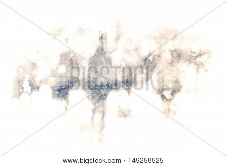 Winter city commuters with snow. Blurred image of people walking on the street. Defocused figures of people with snowing effect and frost.