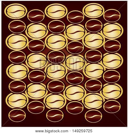 coffee beans background with gold coffee beans