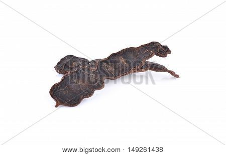 Acacia concinna or Soap bobs pod on white background