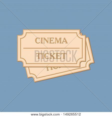 Ticket of flat style. Retro cinema card. Vector illustration