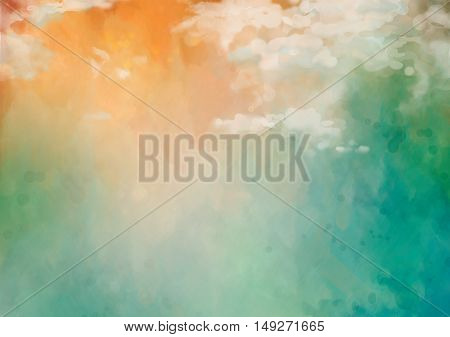 Artistic abstract watercolor background with clouds and painting texture