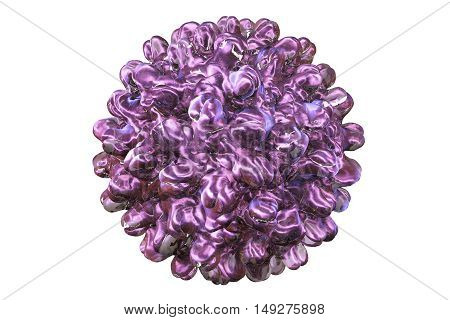 Hepatitis B virus isolated on white background, 3d illustration. A model is built using data of viral macromolecular structure furnished by Protein Data Bank PDB 4G93