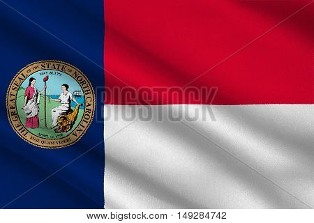 Flag of North Carolina is a state in the southeastern region of the United States. 3D illustration