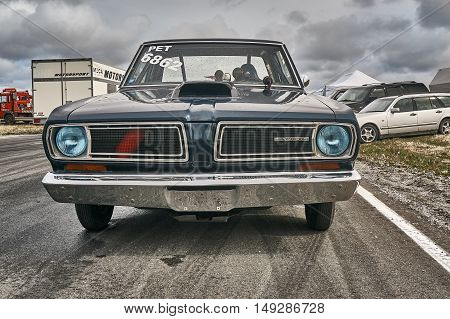 Norway Drag Racing, Navy Blue Race Car Side View