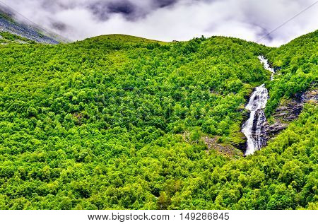 Waterfall in the Geiranger valley near Dalsnibba mountain - Norway