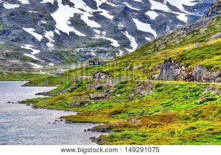 View of Djupvatnet lake lying 1016 metres above sea level in Norway