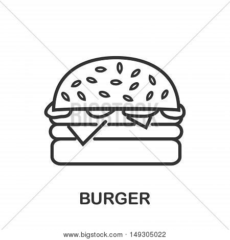 Burger icon or logo line art style. Vector Illustration.
