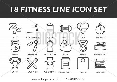 Line Art Fitness And Sport Icon Set
