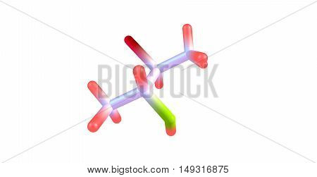 2S3R3-Bromobutan-2-ol chemical compound isolated on white. 3d illustration