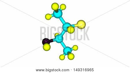 2S3R3-Bromobutan-2-ol chemical compound isolated on white. 3d illustration