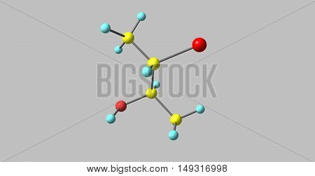 2S3R3-Bromobutan-2-ol chemical compound isolated on white. 3d illustration