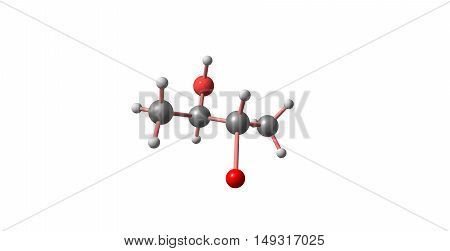2S3R3-Bromobutan-2-ol chemical compound isolated on white. 3d illustration