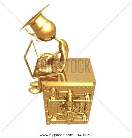 Geoz04353Golden Grad Bank biztonságos Laptop érettségi koncepciója