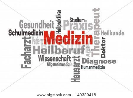 Medizin Arzt Wissenschaft (in German Medicine Doctor Science) Word Cloud Concept