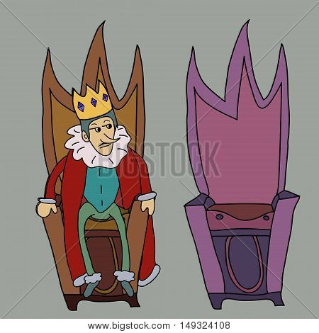 King on throne vector illustration story symbol