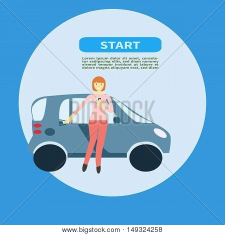 Web banner design for car sharing site or advertisement. Vector background of car sharing services