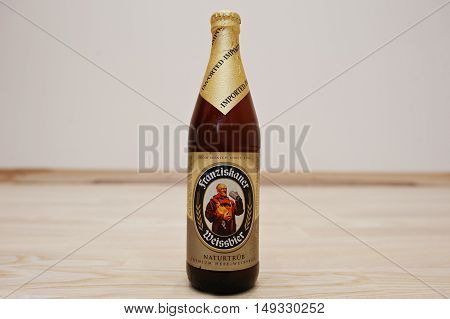 Kyiv, Ukraine -29 August 2016: Franziskaner Weissbier