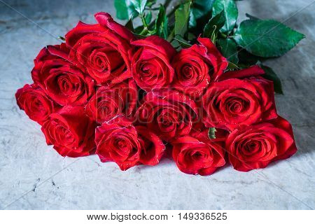 Dozen Red Roses / Proposal/ Selective focus