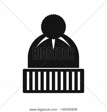 Knitted hat icon in simple style on a white background vector illustration