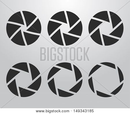 Selection of the camera aperture icons. Vector