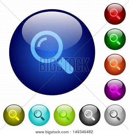 Set of color magnifier glass web buttons.