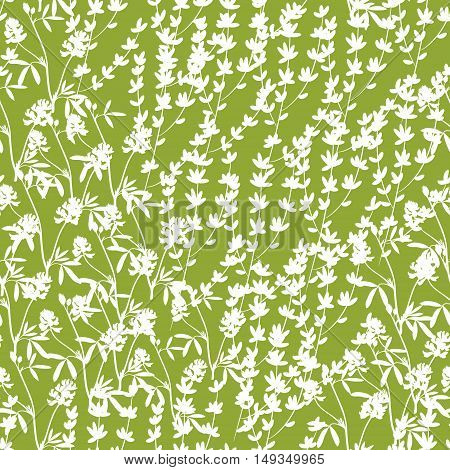 Vector Floral Seamless Pattern With Leaves Branches. Sweet Honey Background.