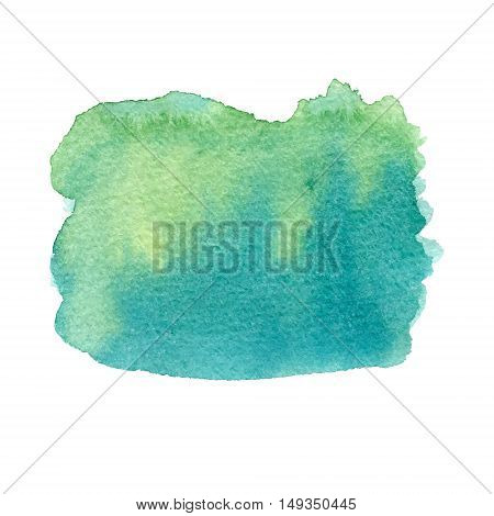 Hand drawn blue watercolor paint brush spot. Vector shape isolated on white background.