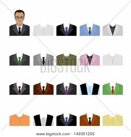 Set flat templates business suits, cartoon stock vector illustration