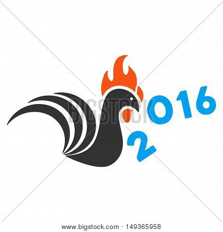 Rooster Banish 2016 Year icon. Glyph style is flat iconic symbol on a white background.