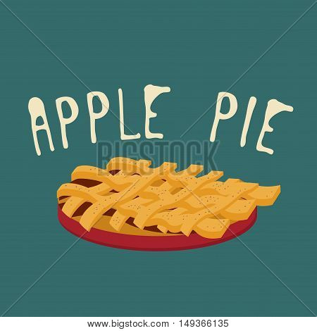 Apple pie icon. Apple pie with a lattice pastry crust covered with cinnamon