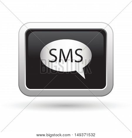 Sms icon on the button. Vector illustration