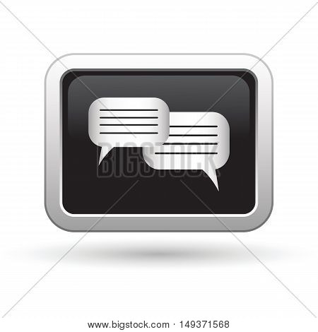 Speech bubbles icon on the button. Vector illustration