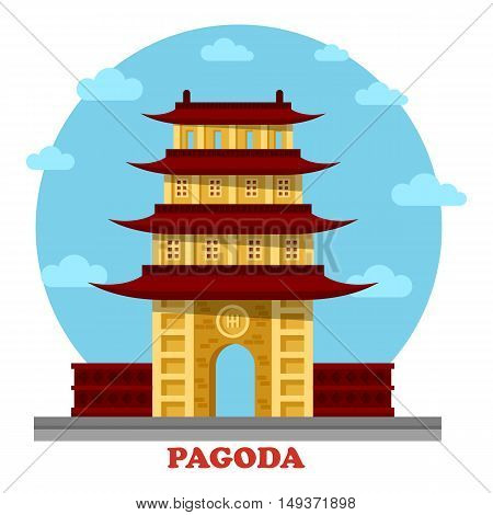 Religious pagoda or tiered tower with eaves. Statue for buddha monk faith that used for tourism and travel visiting. Good for culture and spiritual, history and architecture outdoor view theme