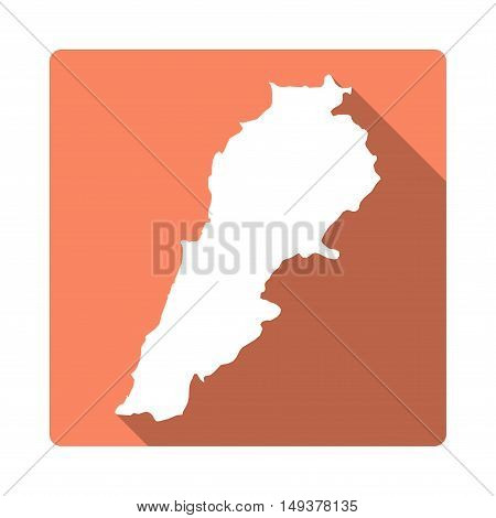 Vector Lebanon Map Button. Long Shadow Style Lebanon Map Square Icon Isolated On White Background. F