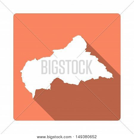 Vector Central African Republic Map Button. Long Shadow Style Central African Republic Map Square Ic