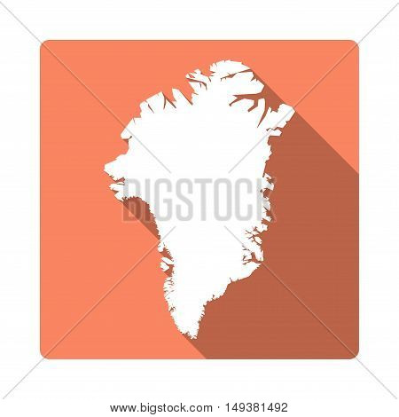Vector Greenland Map Button. Long Shadow Style Greenland Map Square Icon Isolated On White Backgroun