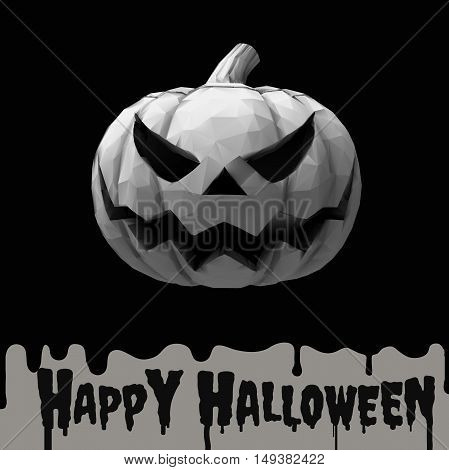 Halloween pumpkin jack lantern with stone material on dark melt background