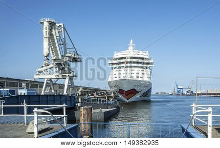 ROSTOCK, GERMANY - SEPTEMBER 15, 2016: Interior cabins on a Cruise ship  AIDAmar 