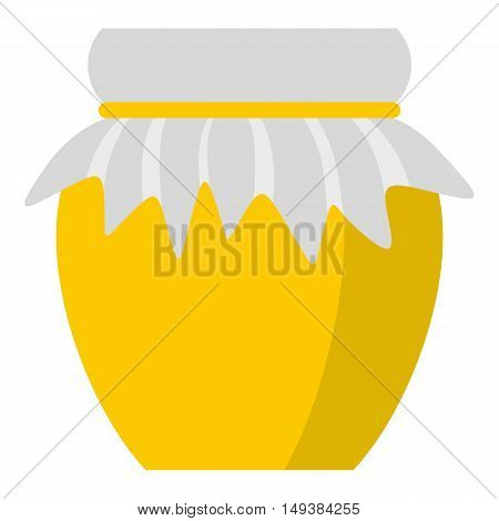 Jar of fresh honey icon in flat style isolated on white background. Food symbol vector illustration