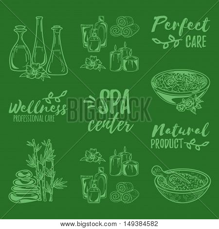 Hand drawn vector pattern SPA and Beauty pictures