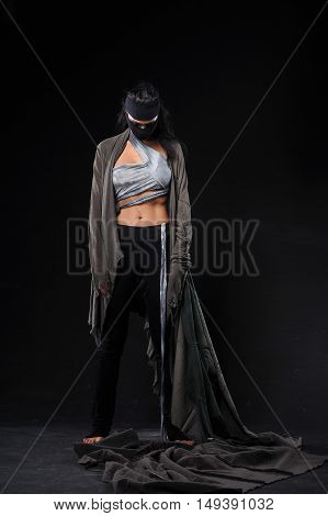 warrior figher women dressed different style in studio
