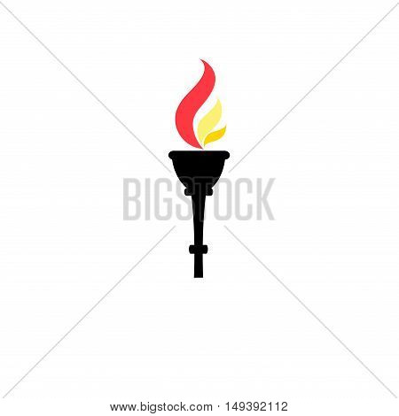 Vector torch icon. Hot flame power flaming heat and liberty victory success glow triumph illustration