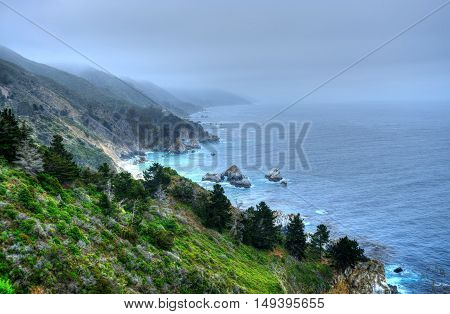 Coastal morning fog along Big Sur California