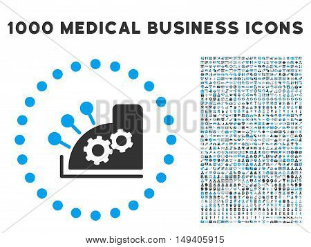 Cash Register icon with 1000 medical commercial gray and blue vector design elements. Clipart style is flat bicolor symbols, white background.