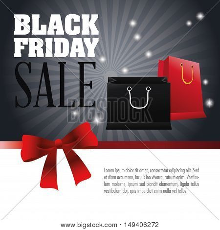 Shopping bag icon. Black Friday sale and offer theme. Grey and striped background. Vector illustration