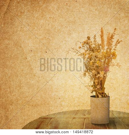 Textured Old Paper Background With Flower