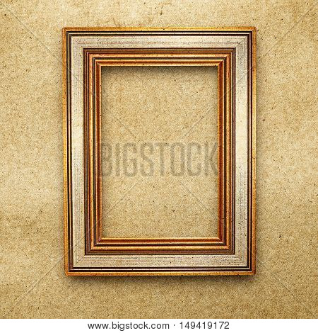 Ventage Wood Frame Background, On Grunge Paper Texture